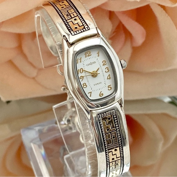 Sterling Silver & 14K Gold Inlay Corazon Roderick Tenorio RMT Bangle Watch - Picture 1 of 15
